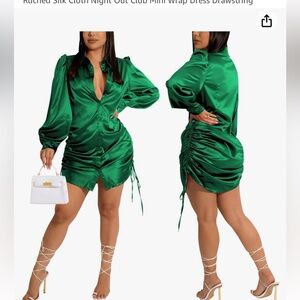 Women's Fall Tie Stretch Loose‎ Mini Shirt Dress Size M